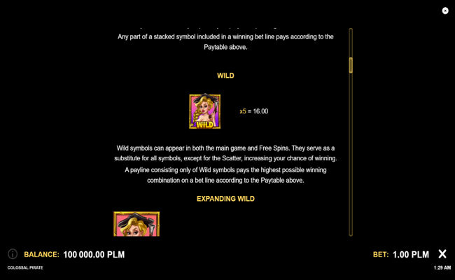 colossal pirate paytable 2