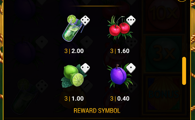 copacabana treasures dice paytable 3