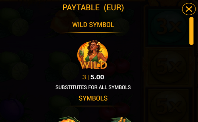 copacabana treasures paytable 1