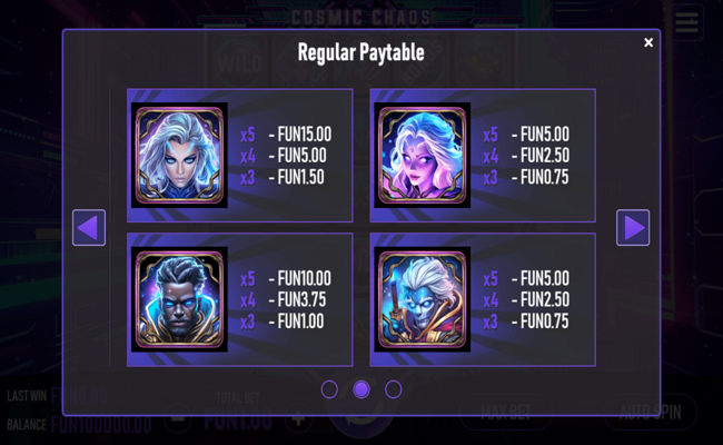cosmic chaos paytable 2