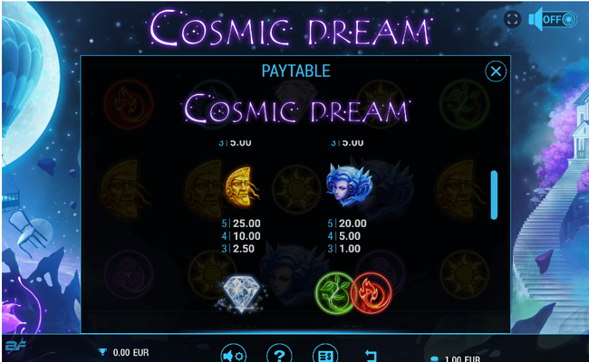 cosmic dream paytable2