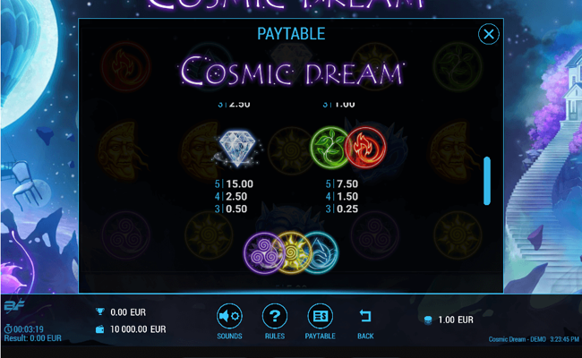 cosmic dream paytable3
