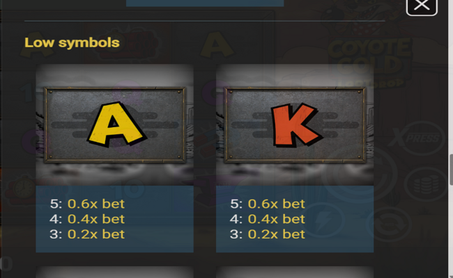 coyote gold paytable 4
