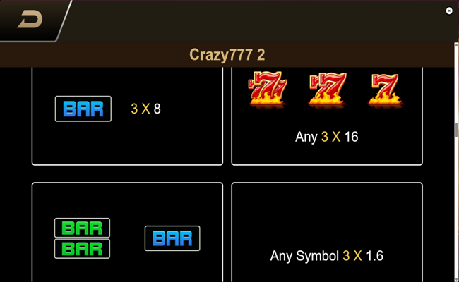 crazy 777 2 paytable 1
