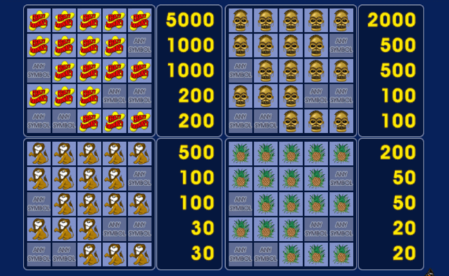 crazy monkey paytable