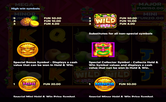 crazy tiki hold and win paytable 1