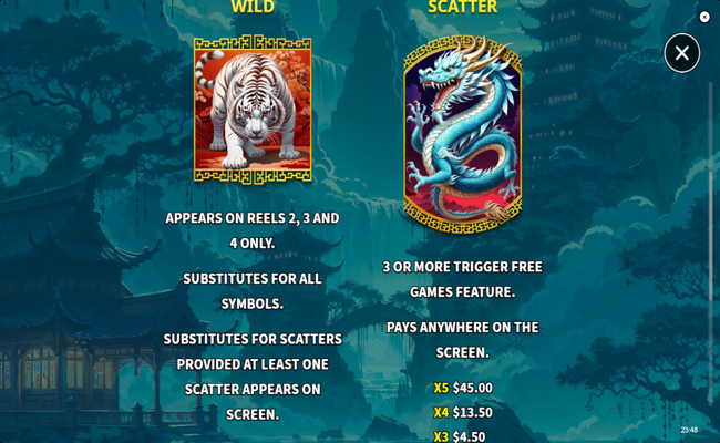 crouching tiger paytable 1