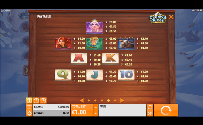 crystal queen paytable