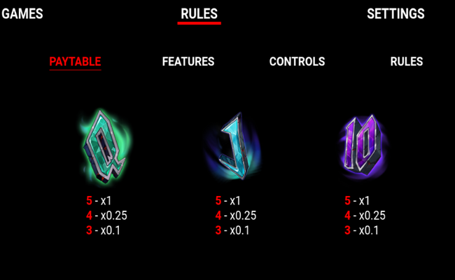 daimons rock paytable 3