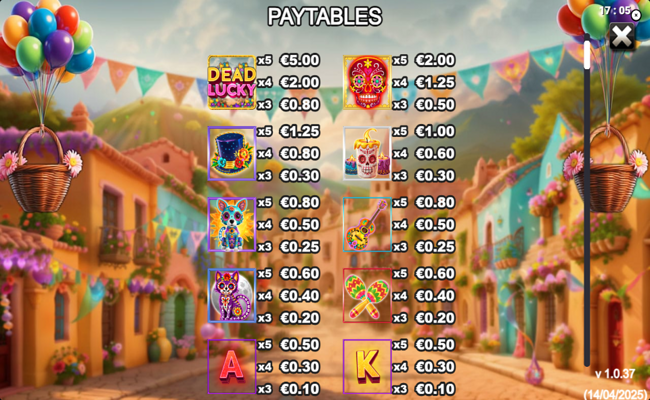 dead lucky duo max paytable 1