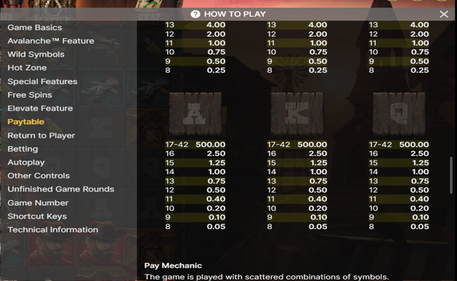 dead west paytable 2