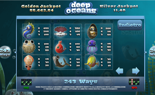 deep oceans paytable