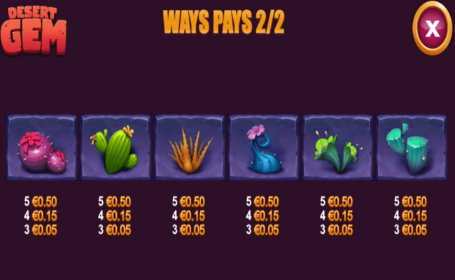 desert gem paytable 2