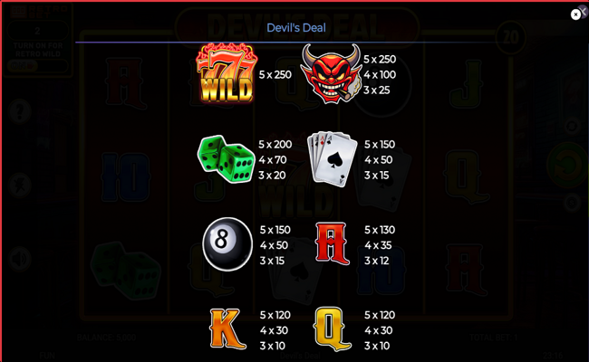 devils deal paytable 2