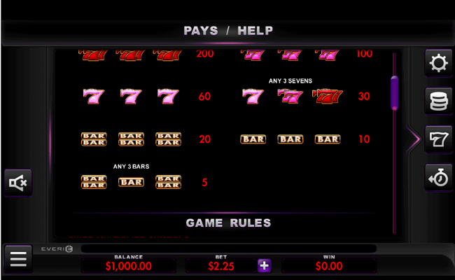 diamond hearts paytable 2