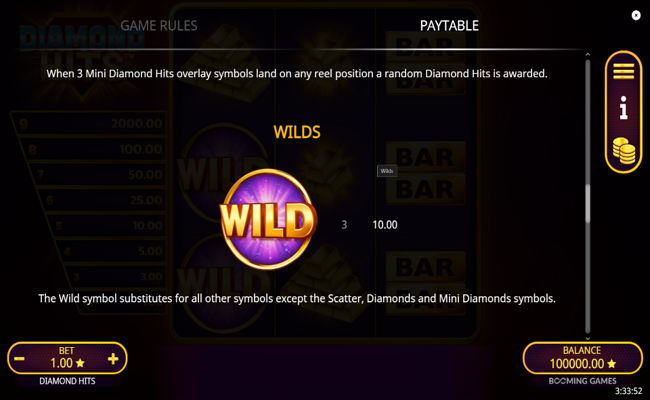 diamond hits paytable 2