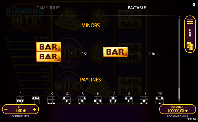 diamond hits paytable 5