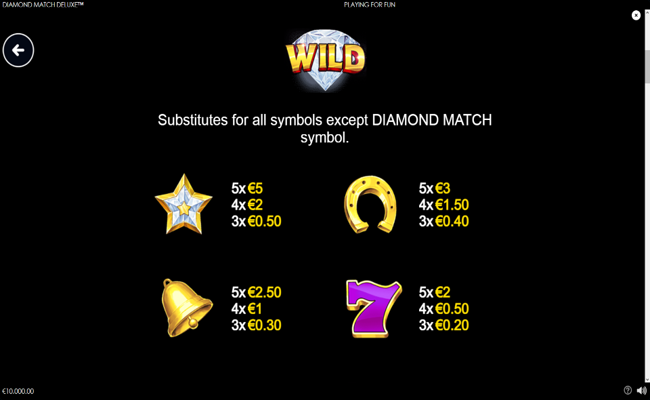 diamond match deluxe paytable 1