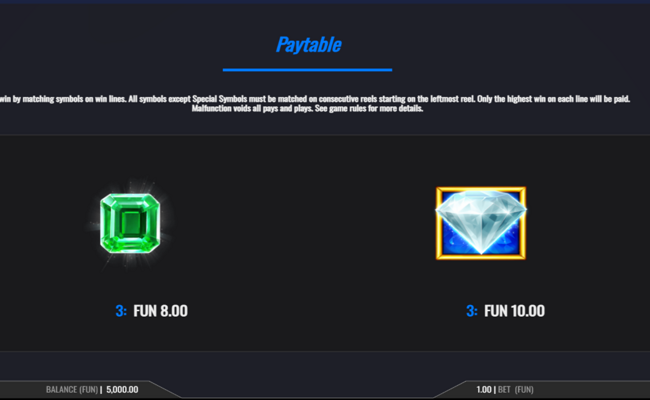 diamond supercharge paytable 2