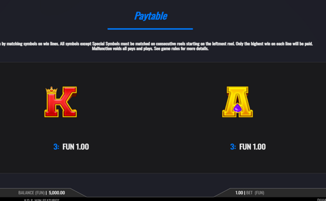 diamond supercharge paytable 4