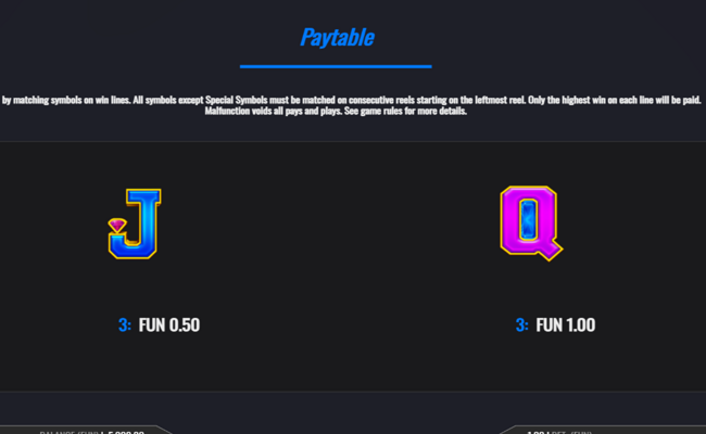 diamond supercharge paytable 5