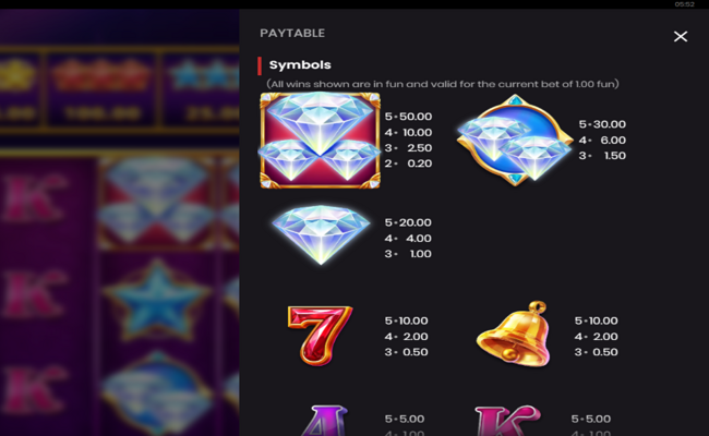 diamond supernova 20 paytable 1
