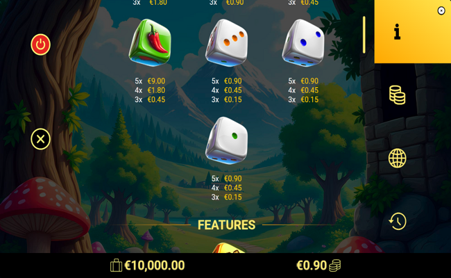 dice club paytable 2