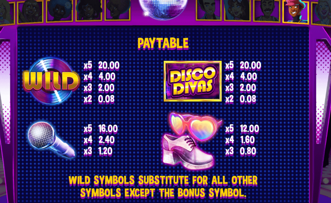 disco divas paytable 1