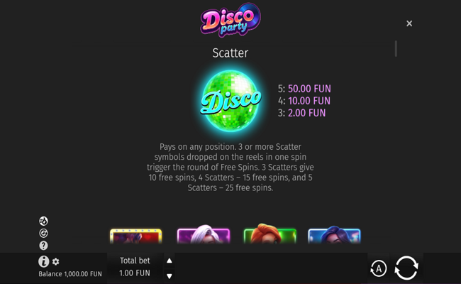 disco party paytable 1