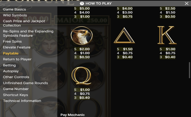 divine fortune black paytable 2