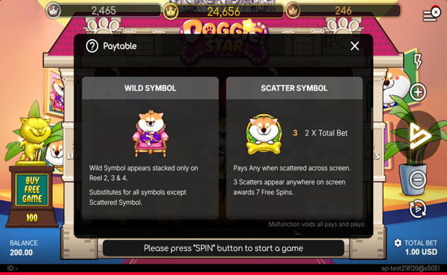 doggie star paytable 1