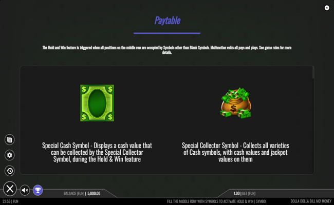 dolla dolla bill mo money paytable 1