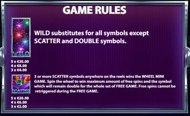 double fireworks paytable 1