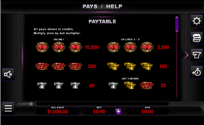 double ruby paytable 1