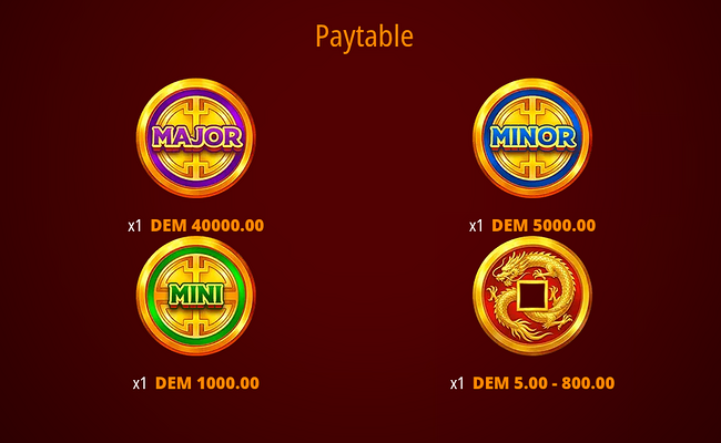 dragon coins jackpot paytable