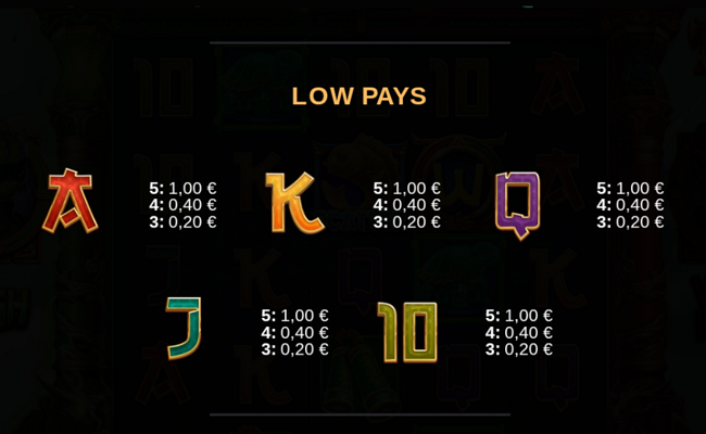 dragon duello paytable 2
