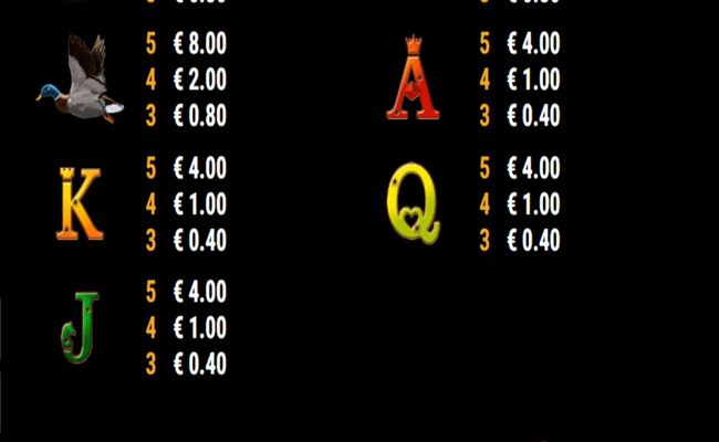 duck shooter paytable2