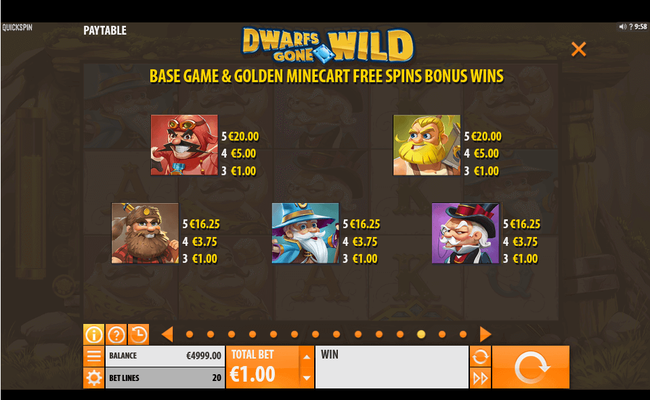 dwarfs gone paytable 2