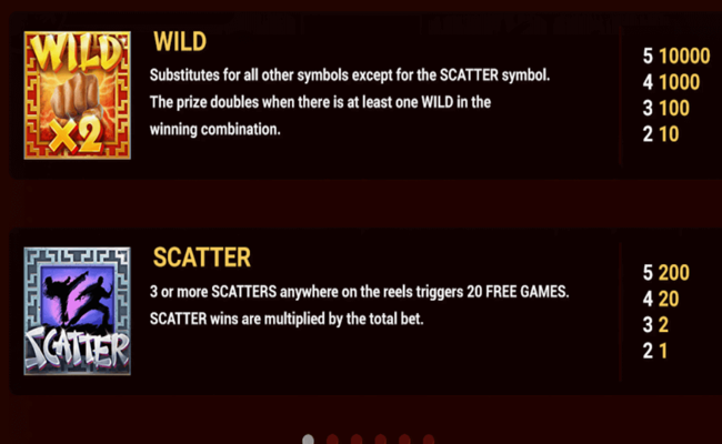 eagle shadow fist paytable 1