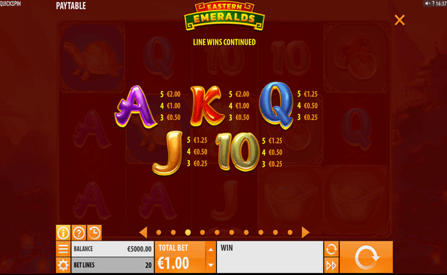 eastern emeralds paytable 2