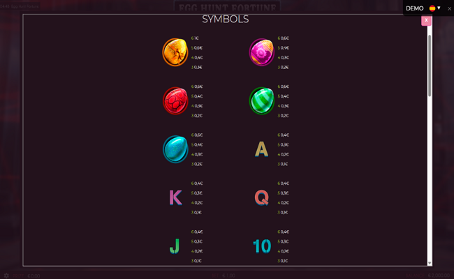 egg hunt fortune paytable
