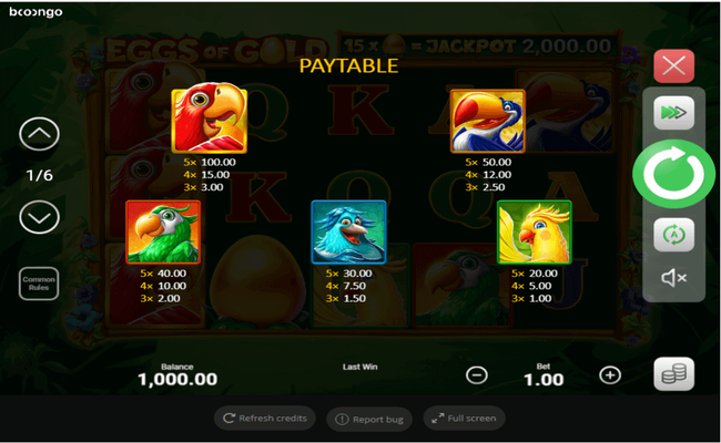 eggs of gold paytable