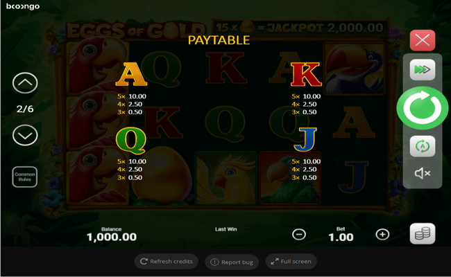eggs of gold paytable2