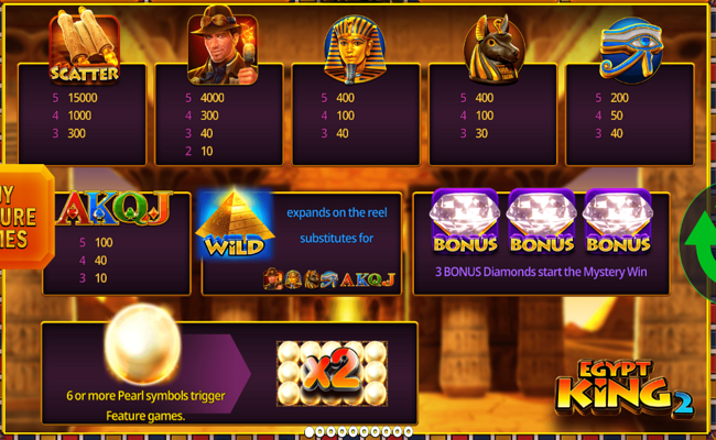 egypt king 2 paytable