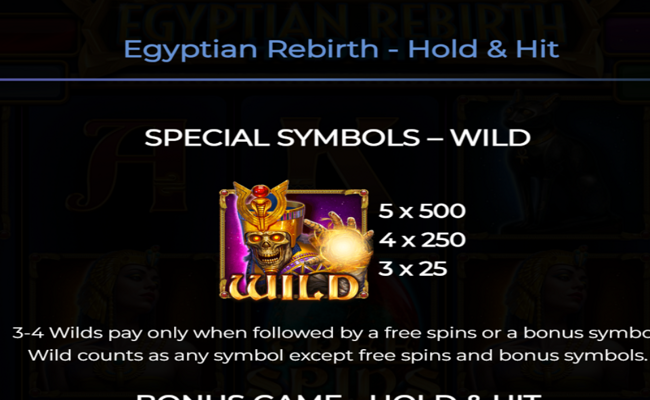 egyptian rebirth hold and hit paytable 1