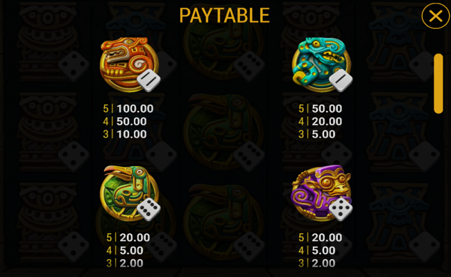 el dorado totems dice paytable 1
