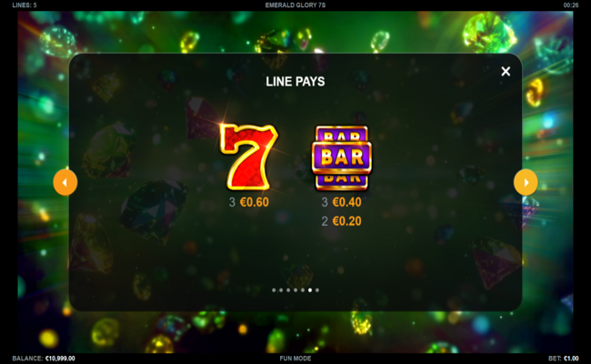 emerald glory 7s paytable