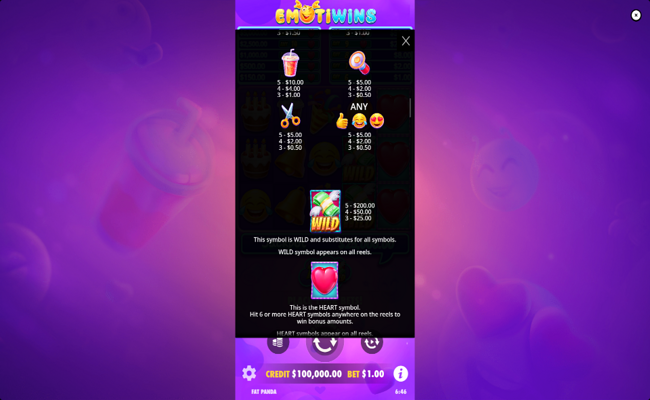 emotiwins paytable 2