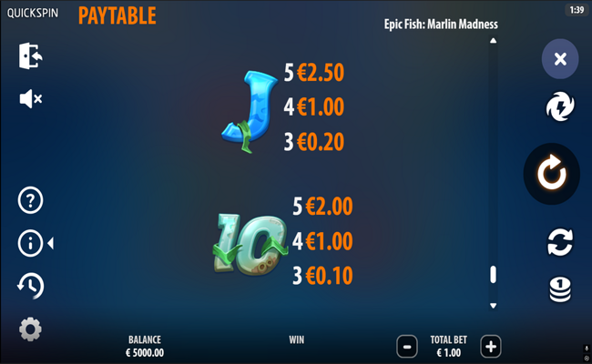 epic fish marlin madness paytable 6