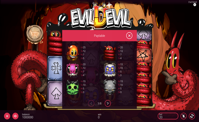 evil devil paytable 1
